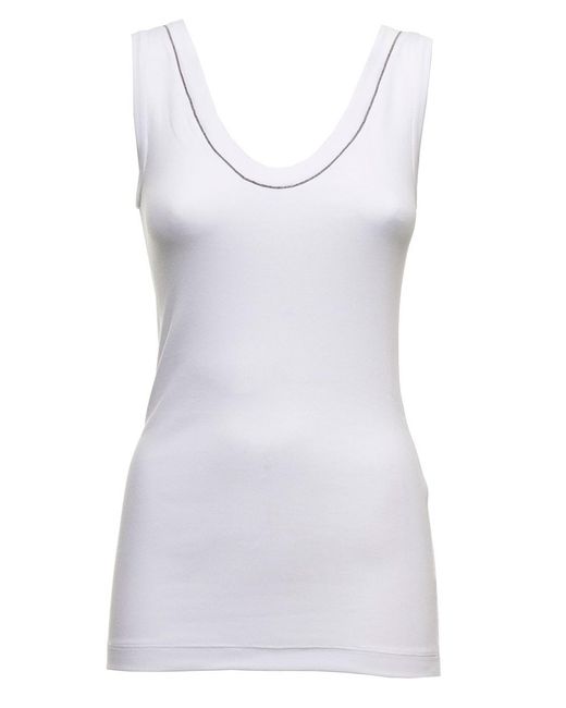 Brunello Cucinelli White Tank Top
