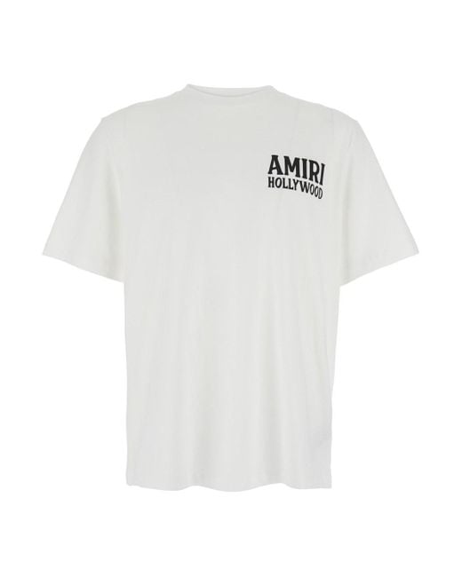 Amiri White Jazz Wolf Crewneck T-Shirt With Logo Lettering for men