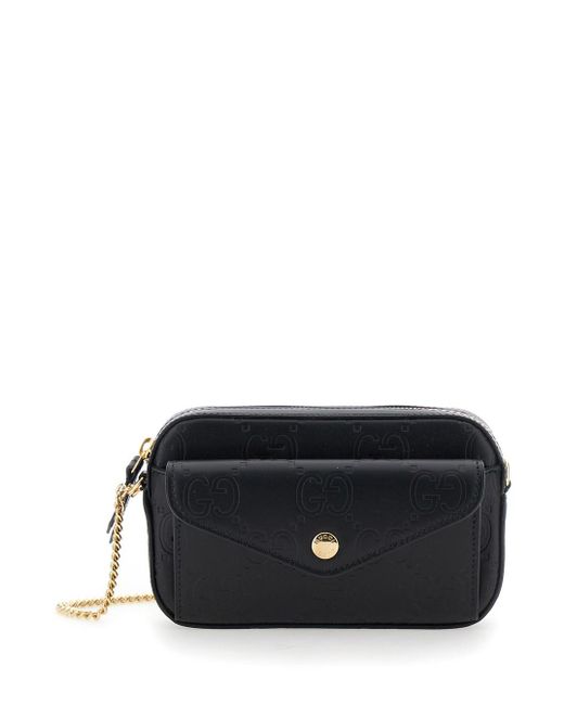 Gucci Black Shoulder Bag With Chain-Link Removable Shoulder Strap And