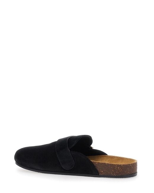 Tory Burch Black 'Mellow' Slip-On Mule With Metallic Logo Buckle