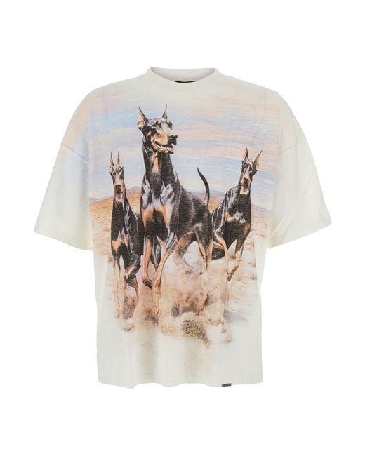 Represent White T-Shirt Wester Dobermans Cotton/Hemp for men