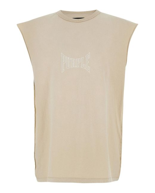 Purple Brand Natural Brand Sleeveless Top With Logo Lettering Print for men