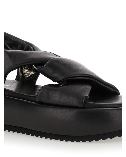 Pollini Black Draped Sandals