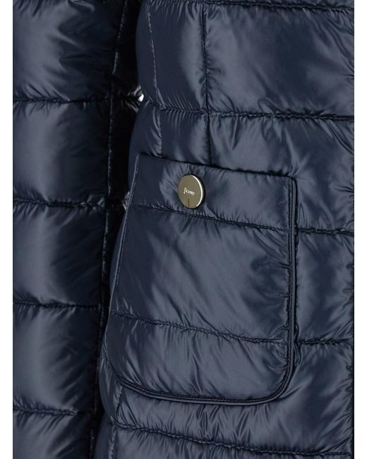 Herno Blue 'Maria' Down Jacket With Front Zip Closure And Two Front Patch Pockets