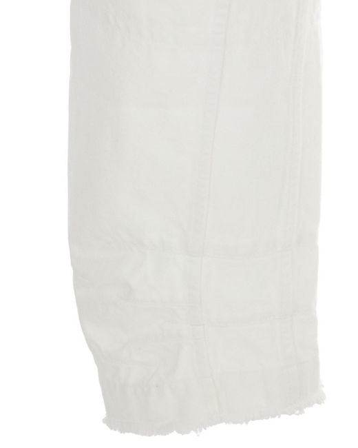 Jil Sander White Jeans With Logo Patch On The Rear And Fringed Hem