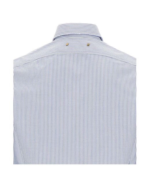 Golden Goose Deluxe Brand Blue And Light Shirt With Stripe Motif