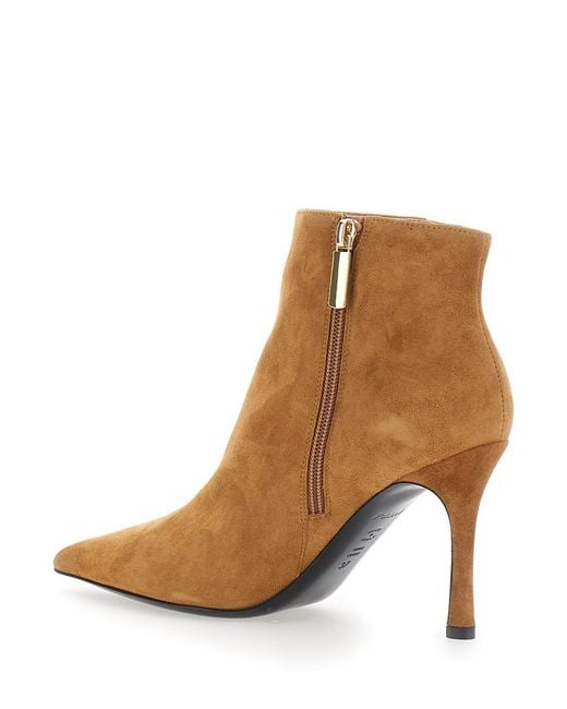 Pollini Brown Suede Ankle Boots With Rubber Sole For