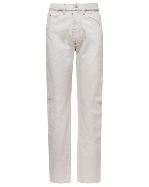 Jeans a cinque tasche dritti con cuciture a contrasto in denim di cotone di Maison Margiela in Gray