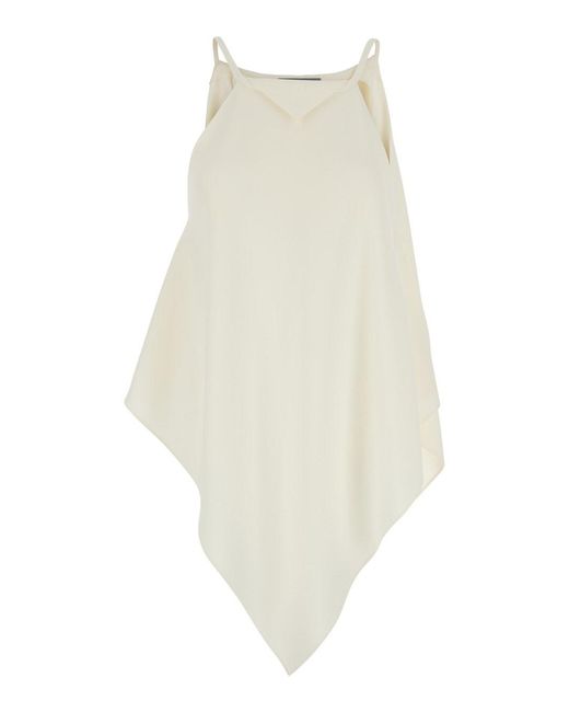 Balenciaga White Silk Blend Top With Asymmetric Design For