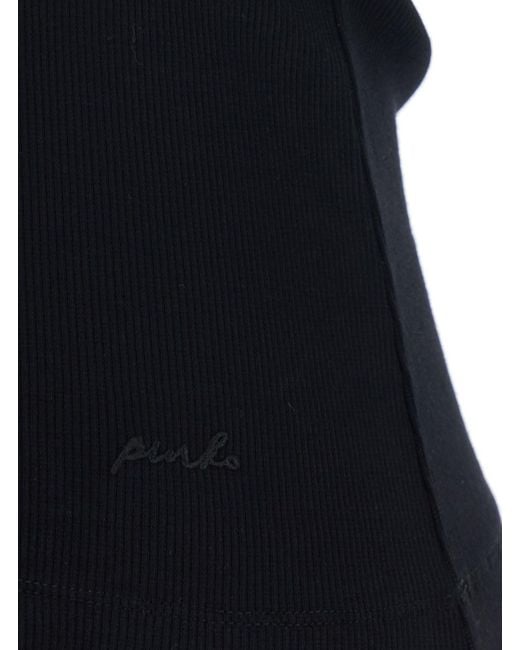 Pinko Black Sleeveless Top Stretch Cotton