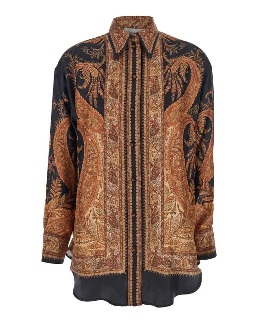 Hypnotic Relaxed Shirt di Zimmermann in Brown