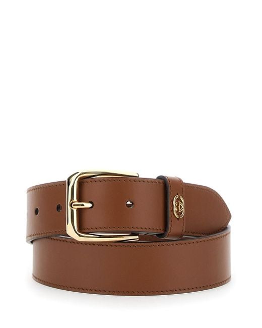 Gucci Brown Belt With Adjustable Buckle Cosure And Double G Logo Plaque On The Loop for men