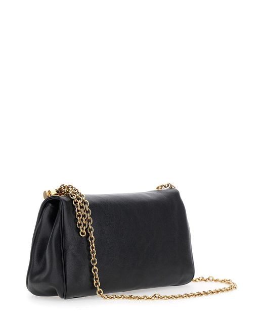 Chloé Black 'Heritage' Crossbody Bag With Chain-Link Shoulder Strap An
