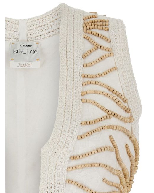 Forte Forte White Vest With Embroidery And Beads