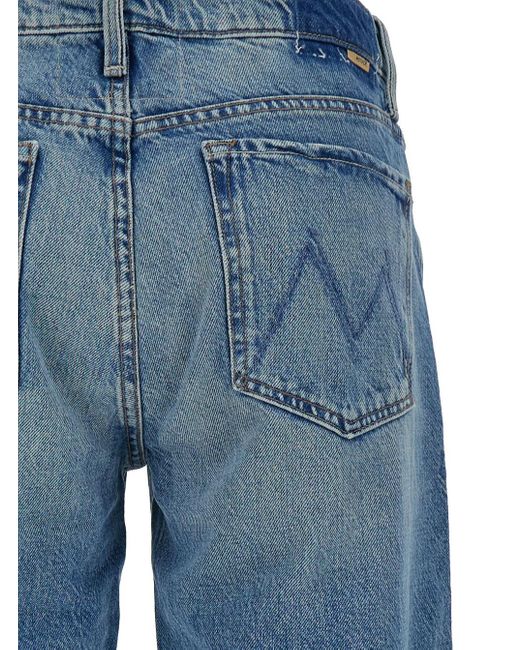 Mother Blue 'The Doudger' Light Straight Jeans With Logo Label