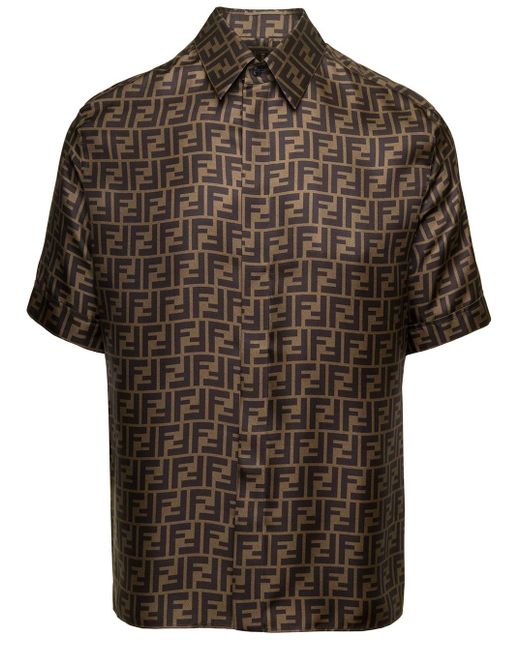 Fendi Brown Shirt With Ff Motif for men