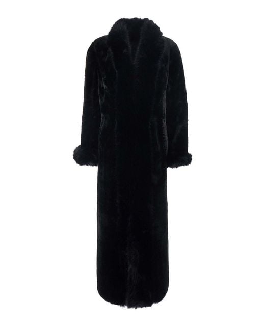 Urbancode Black Long Fur Coat With Reversible Design