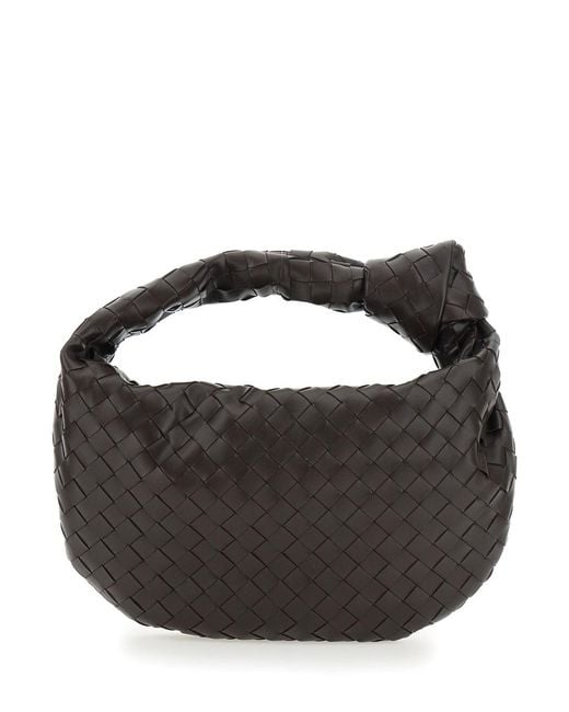 Bottega Veneta Black Shoulder Bag 'Jodie' Small With Knot Detail And Intreccio Motif