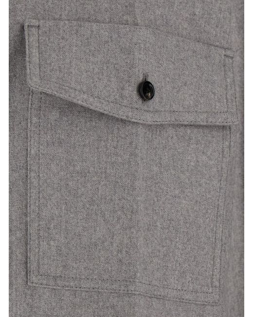 Bottega Veneta Gray Compact Wool Flannel Shirt/
Sterling Melange for men