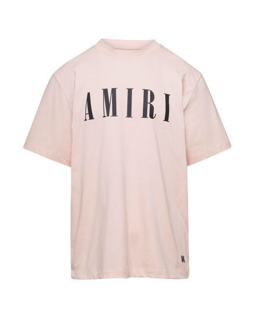 Amiri Pink Crew Neck T-Shirt Iin Cotton for men
