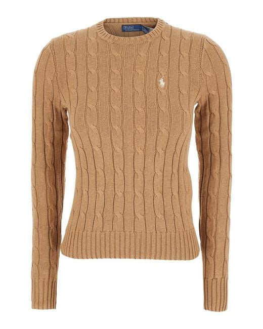 Polo Ralph Lauren Brown Sweater With Embroidered Pony Detail