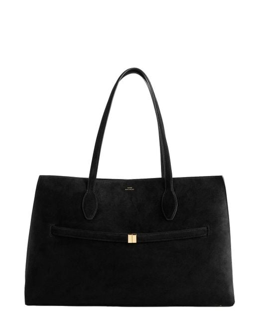 Totême  Black 'Lounge' Tote Bag With Belt And Embossed Logo Lettering O