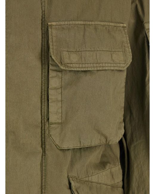 C P Company Green Jackets 50 Fili Wax Field With Front Closure And Cotton Polyamide Pockets For Outerwear for men