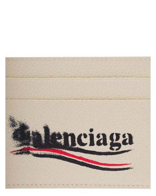 Balenciaga Natural Card Holder With Political Stencil Logo for men