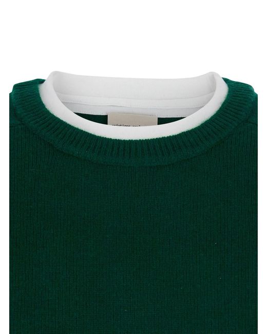 Semicouture Green Knit Sarah Popeline And Cashmere Blend With Wool And Cashm
