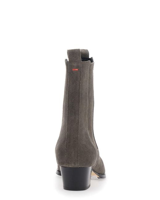 Aeyde Brown Agata Cow Suede Leather Ankle Boots