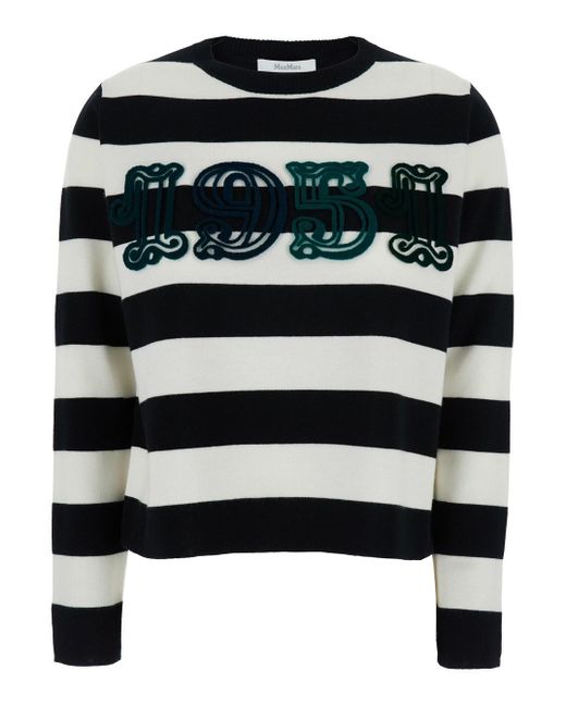 Max Mara Black 'Viterbo' And Crewneck Sweater With Embroidery On