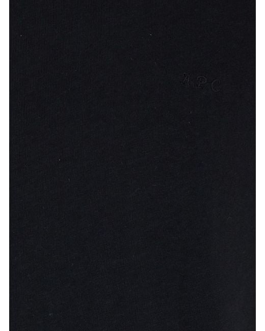 A.P.C. Black Crew Neck T-Shirt With Contrasting Details On The Neck And Sleeves for men