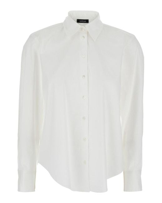 Le Plain White Shirt With Classic Collar And Button Cuffs