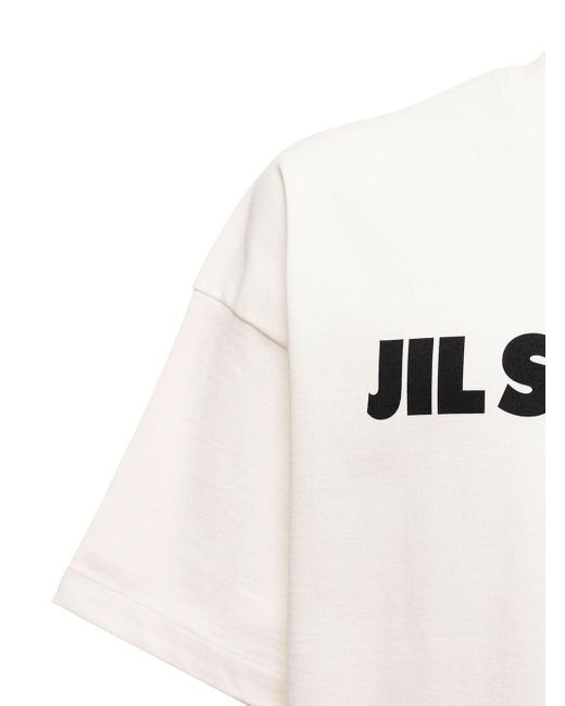 T-shirt bianca oversize in cotone con stampa logo uomo di Jil Sander in White da Uomo