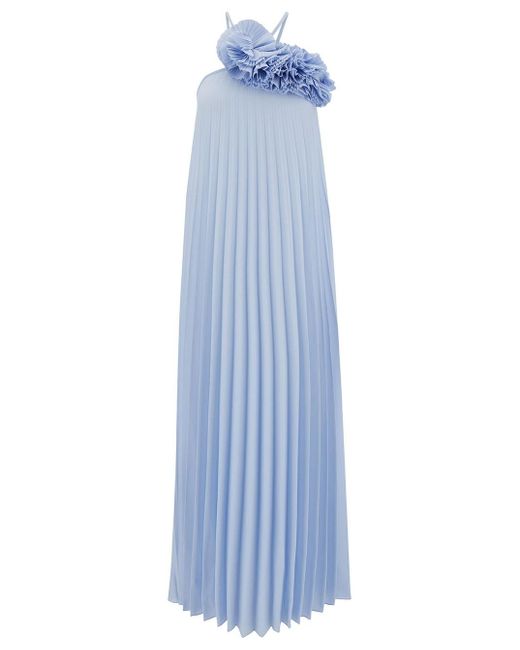 P.A.R.O.S.H. Blue P.A.R.O..H. Long Light Pleated Dress With Ruches
