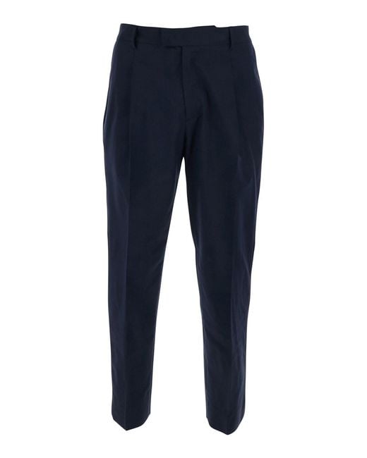 Low Brand Blue Cotton Pants With Details for men