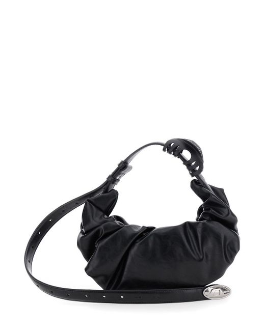 DIESEL Black 'Grab D' Handbag With Adjustable Shoulder Strap And Hair Clip Detail On The Handle