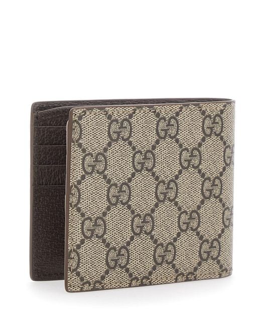 Gucci Gray Bi-Fold Wallet With Double G Logo Plaque On The Front for men