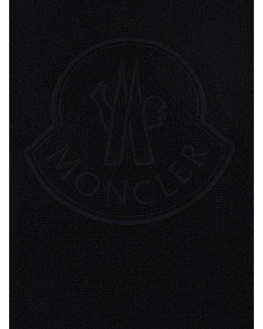 Cardigan Girocollo Con Logo Ricamato Tono Su Tono di Moncler in Black