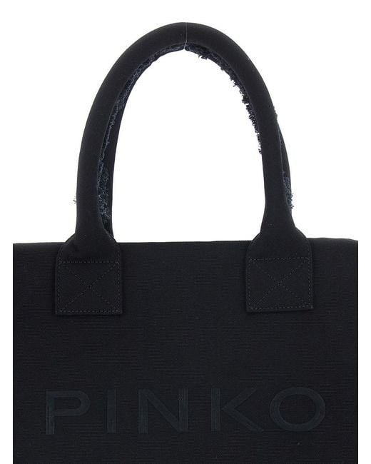 Pinko Black Tote Bag Beach Shopper Canvas