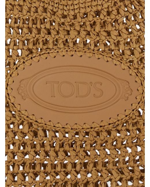 Tod's Brown Raffia Shopper Viscose Bag For