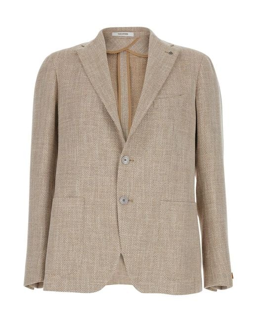 Tagliatore Natural Single-Breasted Jacket With Notched Revers for men