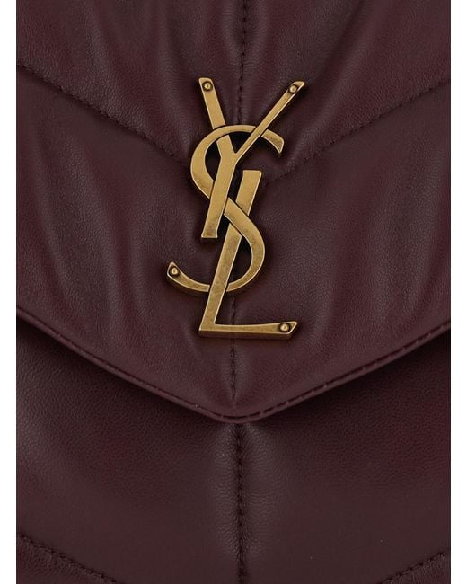 Saint Laurent Purple Bordeaux Crossbody Bag With Sliding Chain Strap And Cassandre Plaque On Front