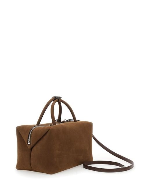 Max Mara Brown 'Holdall' Handbag With Adjustable And Removable Shoulder Strap And Tag With Embossed Logo On The Front