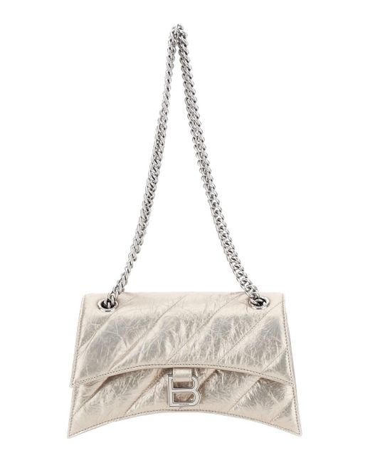 Balenciaga Natural 'Crush Small' Crossbody Bag With B Logo Detail