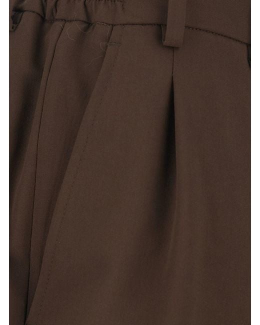 Le Plain Brown Pants With Front Pleats And Belt Loops for men