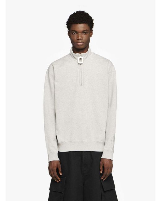 Felpa A Collo Alto Con Chiusura Con Zip E Ricamo Logo di J.W. Anderson in Gray da Uomo