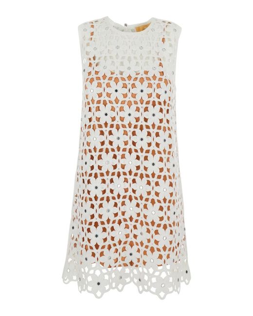 MICHAEL Michael Kors White Mini Dress Faux Crochet