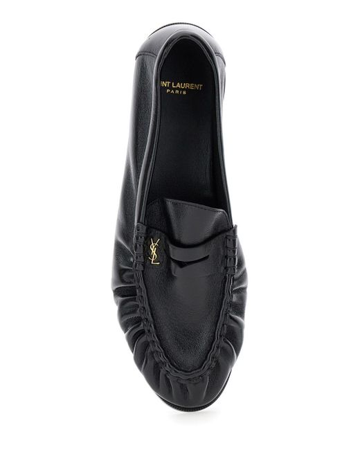 Saint Laurent Black Loafers With Cassandre for men