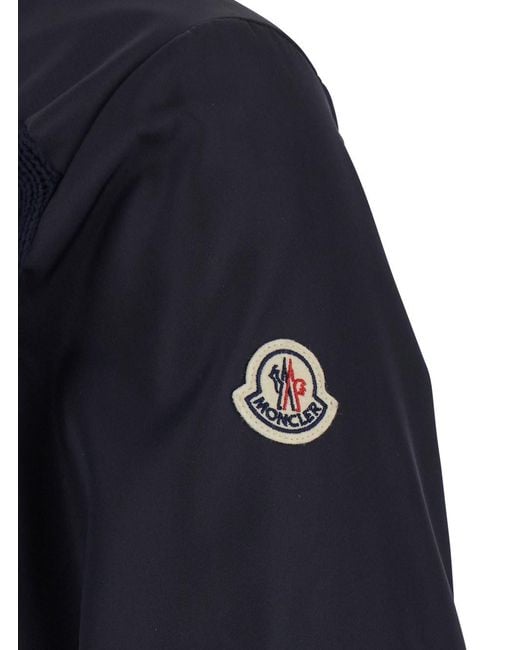 Moncler Blue Cardigan With Zip And High Collar for men